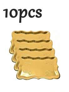 1/5/10pcs Elegant Gold Rimmed Rectangular Paper Plates, Suitable For Dessert Display, Dining Table Party, Cupcake Display, Birthday Party, Wedding, Bridal Shower, Picnic, Everyday Home Use - Multicolor - View 13