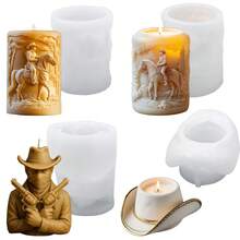 1pc Western Cowboy Hat Themed Craft Candle Making Silicone Mold - White - View 8