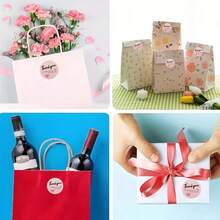 570PCS (20 Resealable Pouches + 500 Round Stickers + 50 Cards) Thank You Card & Sticker Set With Resealable Pouches-Elegant Pink-And-White Design, Premium Paper Stock, Perfect For Small Business Support, Online Retailers, Local Shops, And Business Owners. Business Thank You Cards, Retailer Appreciation Cards