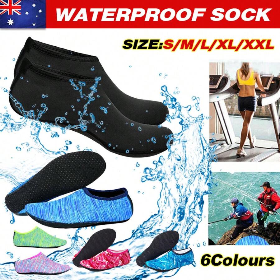 Unisex Water Shoes Slip On Aqua Socks Swim Surf Diving Yoga Exercise Reef Shoes - màu đen - Xem 1