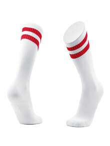1 Pair Children's Knee-High Striped Sports Socks, Professional Long Soccer Socks, Made Of Polyester Knit Fabric, Suitable For Outdoor Sports And Daily Wear For 3-12 Years Old Kids - Multicolor - View 17