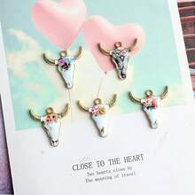 11个/混装 21-22毫米 油滴卡通合金吊坠 牛头珐琅饰品，适用于手链、发饰、耳环等DIY珠宝制作配件 - 彩色 - 查看 4