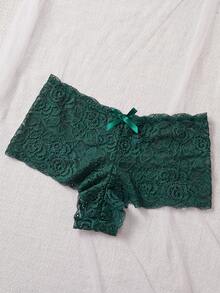 ROMWE Goth Deep V Lace Semi-Sheer Sexy Sleepwear Set, Fashionable & Alluring Design For Women - Dark Green - View 7