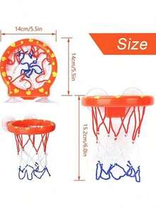 1 Set Baby Bath Tub Basketball Hoop Toy, Suction Cup Holder Bathroom Water Play Basketball Shooting Toy, Indoor Mini Basketball Hoop With 3 Balls - Multicolor - View 5