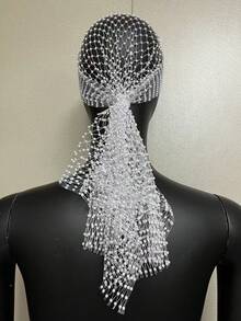 1件装女士水钻网状发带，闪亮水晶夜店发饰 - 弹性头巾，派对发夹，镂空亮片发带