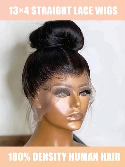 باروكة شعر مستقيم بخصم 6-36 بوصة، باروكة شعر بشري بكثافة 180% مع شعر طفل مسبق الحلاقة وشريط شفاف أمامي مسبق التركيب، مناسبة للنساء للمظهر الطبيعي والتصفيف المتنوع، إكسسوار شعر أنيق مناسب كهدية عيد الميلاد للنساء (باروكة بوب 6-16 بوصة)