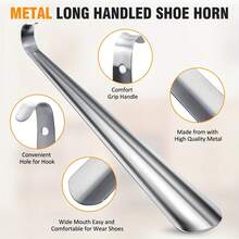 1pc Long Handle Shoe Horn - Unisex Stainless Steel Metal Shoe Lifter - 11.8 Inch/16.5 Inch Long, Suitable For Boots, Curved Hook With Long Handle, Comfortable Grip, Perfect For Athletic Shoes And Dress Shoes, Suitable For Elderly And Medical Use, Shoe Dressing Aid | Disability Assistance Product, Shoe, Spring Summer Picks, Brides Maid Gifts, Room, Bedroom Decor, Beach, Travel, For Men, For Women, Vacation, Women's Day, Travel Essentials, Wedding Favors, Y2k, Bedroom, Car Accessories Women, Kitchen Decor,Cute Stuff - Multicolor - View 3
