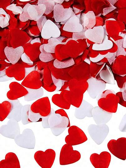 1000pcs Dual-Color Heart-Shaped Paper Petals, Lightweight Paper Heart Confetti For Valentine's Day, Weddings, Anniversaries, Parties, Halloween Decorations, Gift Box Fillers, Romantic Rose Petals