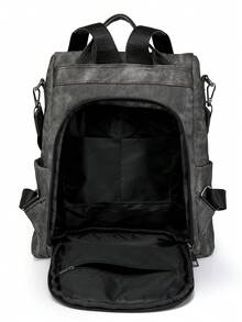 Nueva mochila casual y versátil, mochila minimalista de unicolor y ligera de moda para mujer para exteriores, ir al trabajo, viajes - Negro - Ver 5