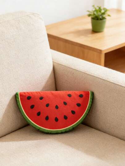 Watermelon Slice-Shaped Pillow -Fruit Shape, Soft Cozy Fabric, Playful Summer Home Decor, Cute Gift For Kitchen/Lounge Accent