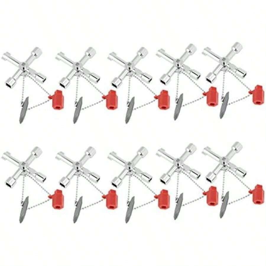 Intersectar Llave Llave para Caja de Armario Eléctrico, Universal 4 en 1 Clave Multifuncional, Herramienta de Aleación de Zinc Portátil con Destornillador, Triángulo, Cuadrado, Círculo para Medidor(default) - Multicolor - Ver 1