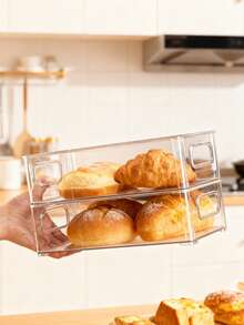 Bộ 2 hộp đựng bánh mì trong suốt dung tích lớn, hộp đựng đồ di động tiện dụng, hộp đựng thực phẩm, hộp đựng rau củ quả nhà bếp, hộp phân loại thực phẩm trong tủ lạnh, hộp đựng thực phẩm làm từ chất liệu PET dày dặn, dễ vệ sinh, thích hợp cho nhà bếp gia đình và nhà hàng. - trong suốt - Xem 10