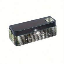 四格闪亮硬币收纳盒，水晶水钻硬币盒，便携式迷你硬币分配器，通用车载硬币整理器，汽车配件