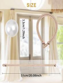 2pcs Faux Pearl Window Curtain Tie Backs - Champagne - View 4