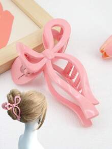 1 pieza Pinza de plástico para el cabello con lazo de cinta rosa para uso diario de las mujeres, accesorios rosas, clips para el cabello del Día de San Valentín, accesorios para el cabello, pinzas para el cabello, sujetadores para el cabello, accesorios con lazo, artículos escolares, accesorios para el cabello de otoño e invierno para mujeres para atuendos de vacaciones, regalo de accesorios del Día de San Valentín para mujer - Rosa - Ver 11
