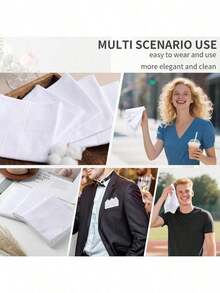 12-Pack Men's Handkerchiefs, 16x16 Inches, White Classic Pocket Handkerchiefs, 2025. Classic Men's Polyester Absorbent Check Handkerchiefs, Thin, Vintage Style, Small Square Handkerchiefs For Elderly To Wipe Sweat. - Multicolor - View 3