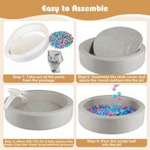 Lifezeal 42.5" Round Foam Ball Pits With 25D Sponge Filling Washable PU Cover For Kids Gift Pink/Gray - Grey - View 7