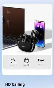 Lenovo TA210 Wireless Bluetooth Earphones - Long Battery Life, In-Ear Sports, ENC, Four-Microphone Intelligent Call Noise Cancellation, White/Moon Rock White, Black - Gift Design - Black - View 7