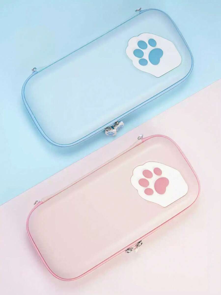 GeekShare Portable Carrying Case Compatible With Switch 2 (2025), Hard Storage Bag With 12 Game Card Slots, Cat Paw Travel Case For Switch 2 Console And Accessories (Pink) - Pink - View 1