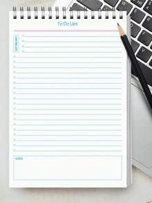 1本极简螺旋笔记本，52页无日期计划本，适合办公室和学生使用，待办事项清单可提高工作效率，教师办公用品，桌面装饰，返校用品，男女通用礼物 - 彩色 - 查看 4