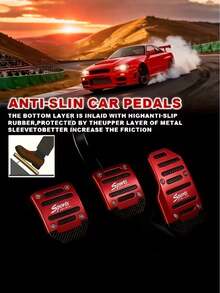 2/3 piezas Pedal de coche de aleación de aluminio antideslizante - Diseño ergonómico, duradero y ligero, apto para acelerador, freno y transmisión manual - Se adapta a la mayoría de los vehículos, mejora el estilo interior del coche, textura metálica de moda, estructura de alta calidad, diseño universal - Multicolor - Ver 3