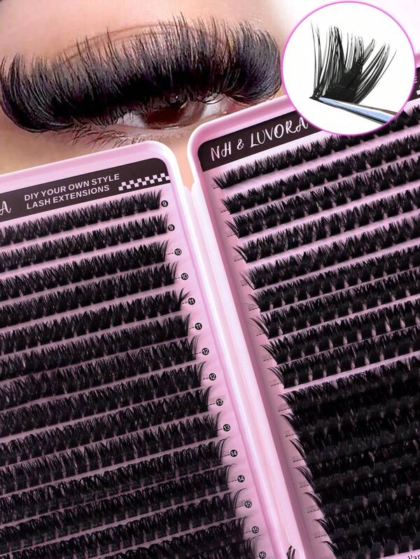 544/640 Stücke Büschel D-Curl Künstliche Wimpern, hohe Kapazität für dicke, flauschige, natürlich aussehende Augen-Make-up-Schönheit, DIY zu Hause, großer Kapazität Einzelwimpern Buch für Anfänger, Starter, Make-up-Künstler, weiche und langanhaltend Wimpernverlängerungen, DIY Fuchs/Katzen-Augen-Make-up segmentierte Wimpernverlängerungen, tragbare Wimpern-Buch für Reisen, geeignet für Bühne, Hochzeit, Outdoor, Büroalltag, Musikparty (80D100D/50D60D/30D40D/10D20D)
