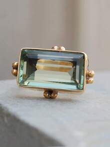 1枚优雅绿色立方氧化锆戒指，女士奢华波西米亚风格，周年纪念日情人节礼物派对饰品 - 戒指 - 查看 6