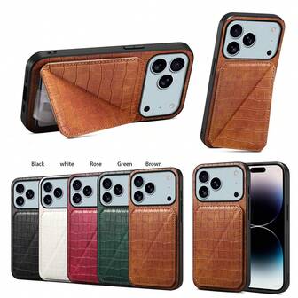 כיסוי טלפון דמוי עור יוקרתי עם מעמד לכרטיסים בגימור חלבי לאייפון 17 פרו מקס 16 פלוס 15 14 13 12 לקרובי משפחה, חברים וקשישים, מתנה לחג