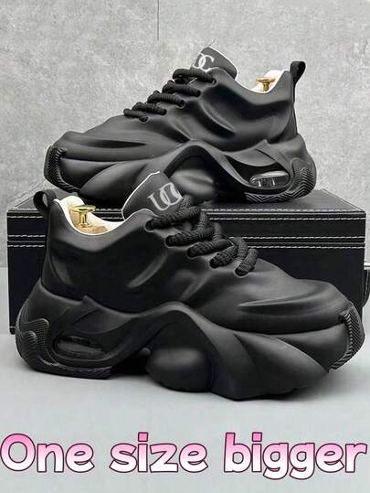 大一码（请选择小一码）高品质男士高跟时尚运动鞋，新款春夏防滑舒适波西米亚风气垫减震厚底休闲鞋，小众个性化设计厚底运动鞋，适合品牌