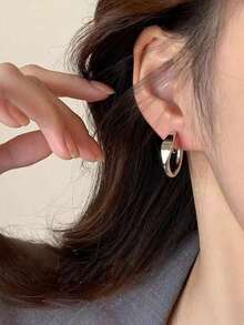 1 para modnych płaskich okrągłych miedzianych kolczyków dla kobiet, kolczyki na klipsy, eleganckie i wyszczuplające, odpowiednie do noszenia na co dzień, prezent świąteczny