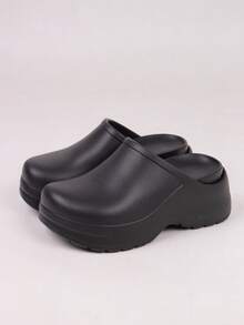 Women's Lightweight EVA Wooden Clogs - Fashionable Thick-Soled Shoes, Thick Platform With Arch Design, Solid Color Mules, Suitable For Beach, Garden, Semi-Formal Outdoor Occasions - Casual And Professional Shoes For All Seasons - Comfortable Round Toe Summer Style, Versatile Casual Shoes, Breathable And Durable EVA Material, Designed Specifically For Women - Black - View 7