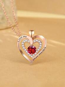 Popular Women's Minimalist Accessories ILOVEYOU Letter Necklace, Heart Pendant Jewelry - Multicolor - View 7