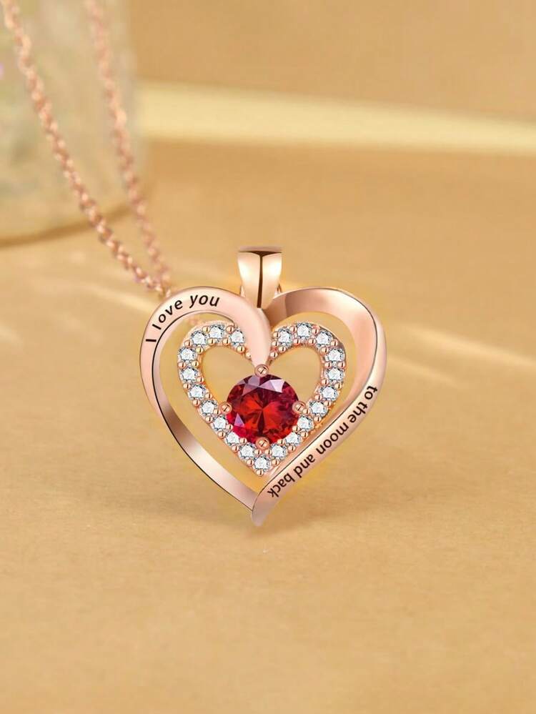 Popular Women's Minimalist Accessories ILOVEYOU Letter Necklace, Heart Pendant Jewelry - Multicolor - View 7