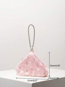 Mini Wallet, Bridal Party Bag, Sequin Bag, Ball Gown Bag, Ball Gown Accessories, Novelty Bag, Elegant Ladies Bag, Wedding Supplies, Ladies Gift, Christmas Bag, Valentine's Day (Random Pattern) - Pink - View 8