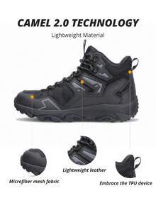 CAMEL CROWN 男式踝高防水登山靴轻便背包徒步旅行靴