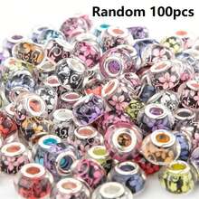 Set de 50/100 de mărgele de sticlă fațetate multicolore, mărgele în stil european cu gaură mare pentru brățări DIY, pandantive lucioase pentru confecționarea bijuteriilor, cadouri de sărbători - Multicolor - Vizualizare 13