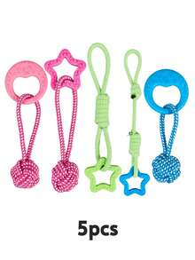 Dog Rope Knot Toy Set, Funny Interactive Toys With Variety Of Combinations Including Pull Rope, Knot Ball, Carrot, Giraffe, Duck, Chew Resistant, Teeth Grinding, Self-Entertainment Toys - Multicolor - View 5