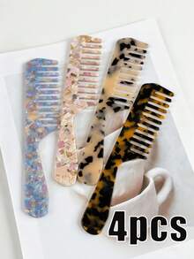 8pcs/4pcs Multi-Color Acetate Wide-Tooth Detangling Hair Brush, 18cm Portable Styling Comb Suitable For Various Occasions, Cute Grooming Tool Gift, Casual ,Hair Styling Kit - Multicolor - View 19