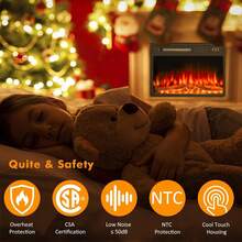 23Inch Electric Fireplace Insert With LED Realistic Flame,Small Recessed Fireplace Heater With Touch Screen&Remote Control,Portable Compact Fireplace With Adjustable Flame, Timer 750/1500W, 18-FPIH-A1,18-FPIH-A1-LPS,23-FPIH-A2,25-GMFP-A2024 - US B Type Plug(110-127V) - View 4