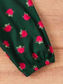 2pcs Baby Girls Casual Ramadan Cute Cartoon Letter Print Round Neck Top And Printed Pants Set, Spring/Summer - Black and White - View 4