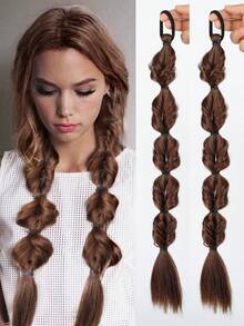 2条20英寸长辫子马尾假发，泡泡辫合成自然染色扭辫扎辫子脏辫双灯笼马尾 - 彩色 - 查看 13