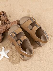 Nuevas sandalias de playa para niños con estilo minimalista tipo , de suela suave y antideslizante - Caqui - Ver 4