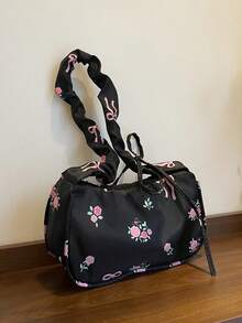 1pc Cute Ditsy Floral Girl's Shoulder Bag, Drawstring Strap Design, Children's Casual Bag, Coin Purse, Multi-Functional Lightweight Portable, Zipper Closure, Suitable For Daily Storage, Travel, Shopping, Children's Outdoor, Supermarket, Holiday Gifts, Gift For Daughter, Fashion Nylon Fresh Sweet Casual Bag, Key Holder, Suitable For Children, Students, Girls, Teenagers, Best Friends Travel Accessories - Multicolor - View 10