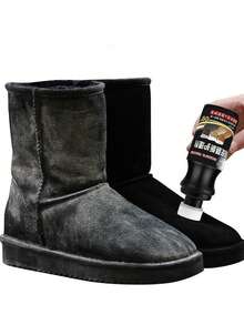 1瓶麂皮鞋粉,用於清潔、保養及更新起毛皮革鞋,包括亞光鞋油、黑色麂皮翻新染料和防水鞋用品