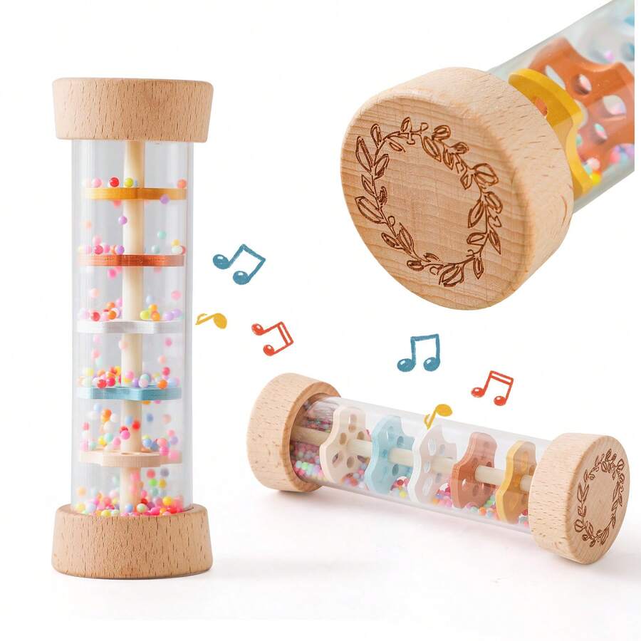 Đồ chơi lục lạc bằng nhựa ABS cho bé, đồ chơi mô phỏng tiếng mưa nhiều màu sắc, đồ chơi kích thích giác quan và rèn luyện khả năng tập trung cho trẻ sơ sinh, quà tặng Giáng sinh, Halloween, sinh nhật.