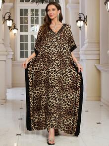 Bohemian Style Elegant Leopard Print Loose Dress, Suitable For Autumn Vacation Spring - Multicolor - View 1