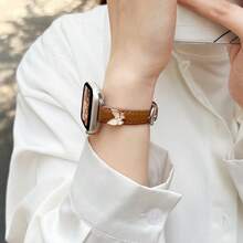 Women's Leather Watch Band, Compatible With Apple Watch Series 1/2/3/4/5/6/7/8/9/10/SE/Ultra, 38mm 40mm 41mm 42mm 44mm 45mm 49mm, Slim Design, Elegant And Luxurious Wrist Accessory - Brown - View 3