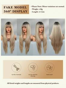 NICKY WALL Tóc giả dài 32 inch, thẳng, nhiều lớp, màu nâu dành cho nữ, kiểu dáng thanh lịch, tự nhiên với mái bằng, chất liệu sợi tổng hợp dày dặn, mềm mại, chịu nhiệt, không cần keo dán, thích hợp sử dụng hàng ngày và dự tiệc. - màu nâu - Xem 6