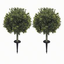 60CM Artificial Cedar Topiary Ball Trees With Ground Spike, Faux Cypress Plants UV Resistant Artificial Pine Shrubs Fake Bushes For Outdoor Indoor Front Porch Garden(Set Of 2) - 綠色 - 查看 9