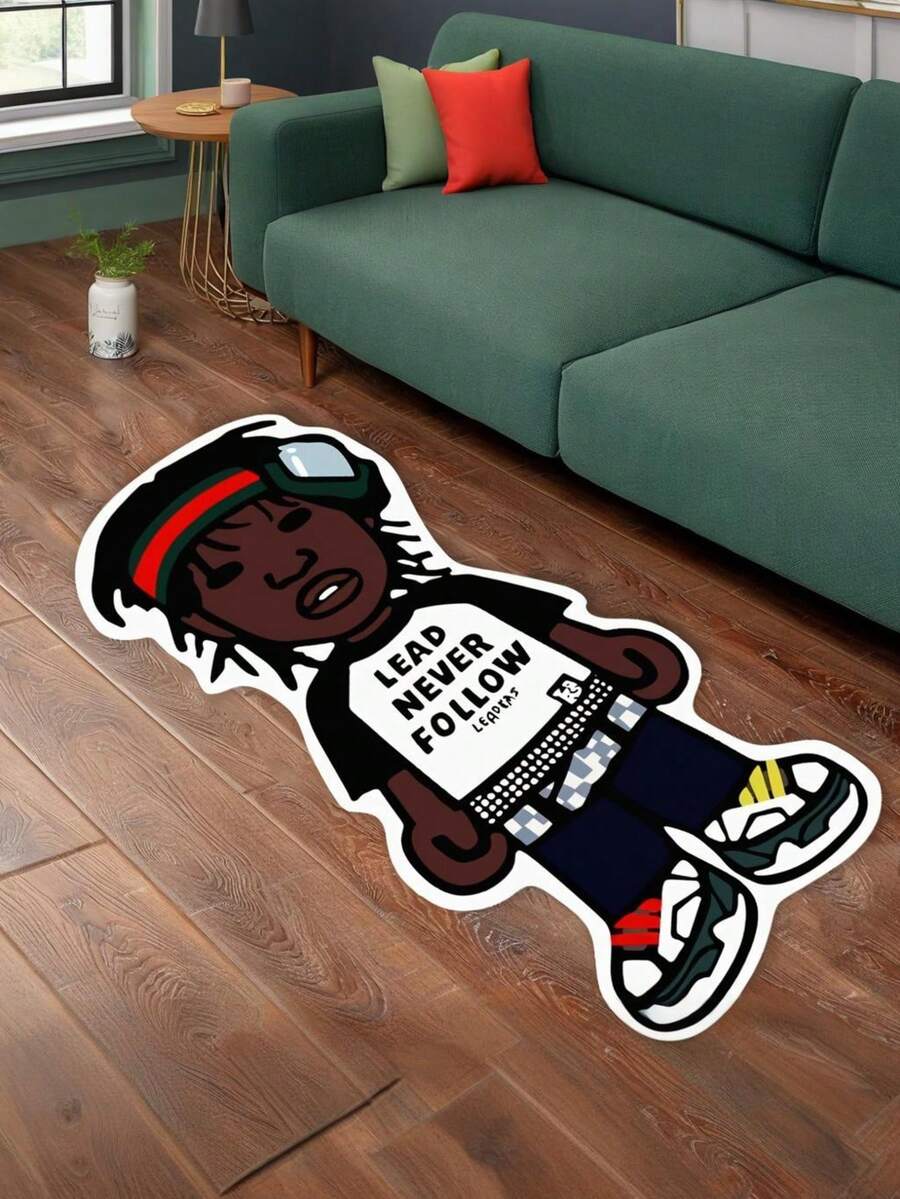 1 件装柔软毛绒仿羊毛地毯，独特卡通人物设计 - 舒适的卧室、沙发或家居装饰垫。这款地毯可用作沙发垫、客厅地垫或趣味房间装饰。它采用柔软蓬松的 Vibran 面料制成。 - 彩色 - 查看 1